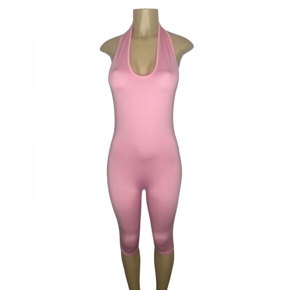 Stylish Pink Halter Romper - Picture 2 of 4